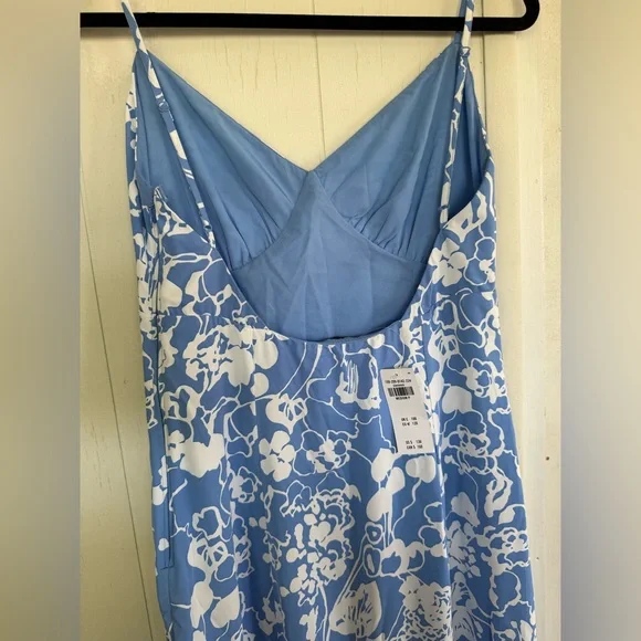 Abercrombie Blue& White mermaid low back spaghetti strap cocktail midi dress-MED - Picture 4 of 4